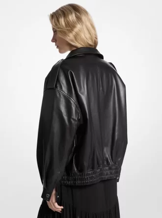 Oversized Leather Blouson Jacket