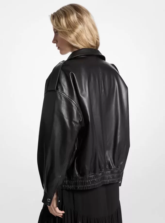 Oversized Leather Blouson Jacket Oversized Leather Blouson Jacket