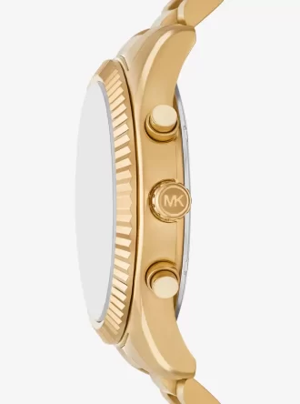 Oversized Lexington Gold-Tone Watch and Crocodile Embossed Leather Card Case Gift Set