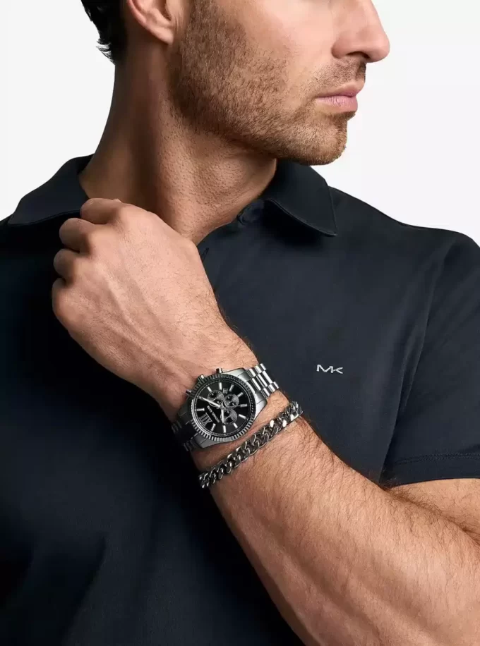 Oversized Lexington Gunmetal Watch and Bracelet Gift Set Oversized Lexington Gunmetal Watch and Bracelet Gift Set