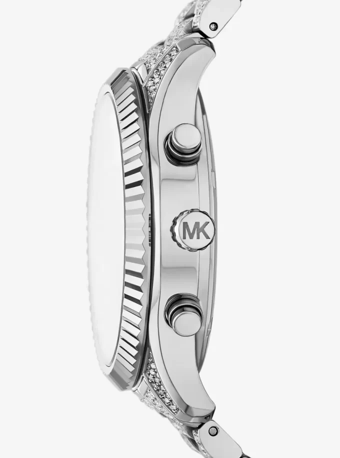 Oversized Lexington Pavé Silver-Tone Watch