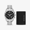 Oversized Lexington Silver-Tone Watch and Crocodile-Embossed Leather Card Case Gift Set Oversized Lexington Silver-Tone Watch and Crocodile-Embossed Leather Card Case Gift Set