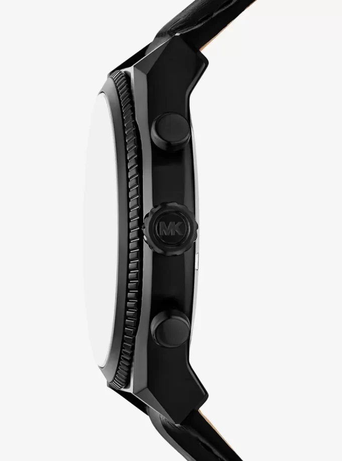 Oversized Panorama Black-Tone and Crocodile Embossed Leather Watch Oversized Panorama Black-Tone and Crocodile Embossed Leather Watch