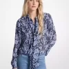 Paisley Print Georgette Tie-Neck Blouse Paisley Print Georgette Tie-Neck Blouse