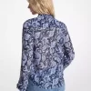 Paisley Print Georgette Tie-Neck Blouse Paisley Print Georgette Tie-Neck Blouse