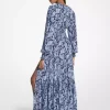 Paisley Print Smocked Georgette Maxi Dress