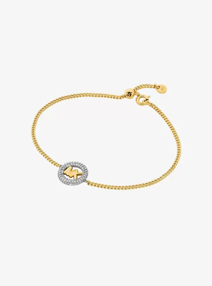 Pavé and Logo Charm Two-Tone Slider Bracelet Pavé and Logo Charm Two-Tone Slider Bracelet
