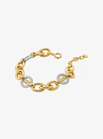 Pavé Logo Charm Chain-Link Bracelet
