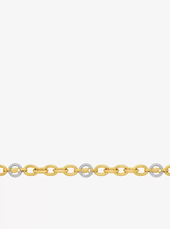 Pavé MK Pop Charm Chain-Link Necklace Pavé MK Pop Charm Chain-Link Necklace