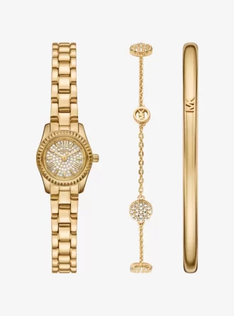 Petite Lexington Pavé Gold-Tone Watch and Jewelry Gift Set