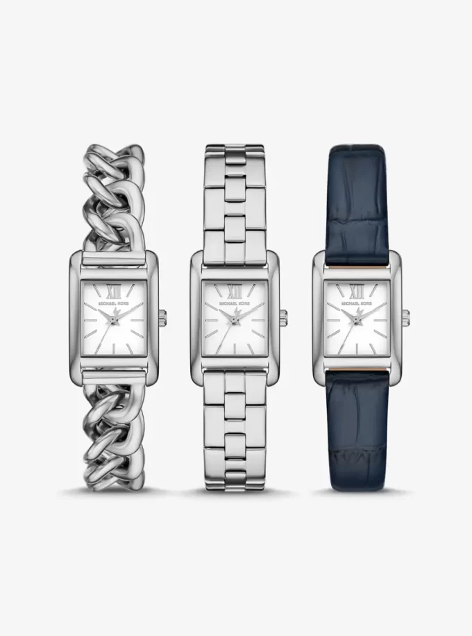 Petite Monroe Silver-Tone and Crocodile-Embossed Leather Watch Strap Set Petite Monroe Silver-Tone and Crocodile-Embossed Leather Watch Strap Set