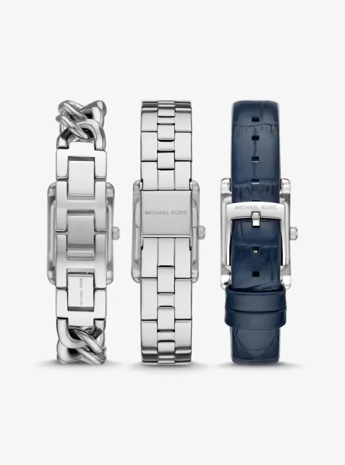 Petite Monroe Silver-Tone and Crocodile-Embossed Leather Watch Strap Set Petite Monroe Silver-Tone and Crocodile-Embossed Leather Watch Strap Set