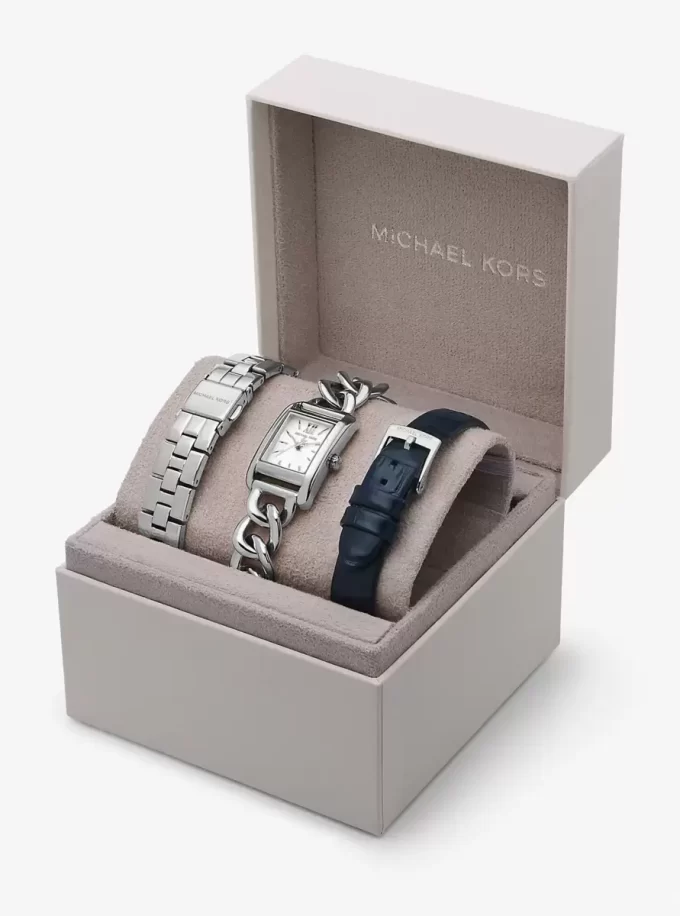 Petite Monroe Silver-Tone and Crocodile-Embossed Leather Watch Strap Set Petite Monroe Silver-Tone and Crocodile-Embossed Leather Watch Strap Set