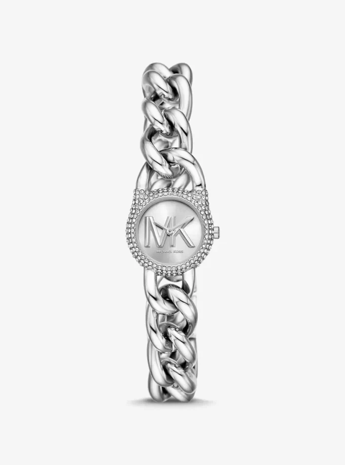 Petite Pavé Silver-Tone Chain-Link Watch Petite Pavé Silver-Tone Chain-Link Watch