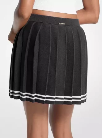 Pleated Cotton Blend Skirt