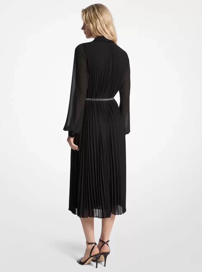 Pleated Georgette Shirtdress