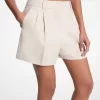 Pleated Linen and Cotton Shorts