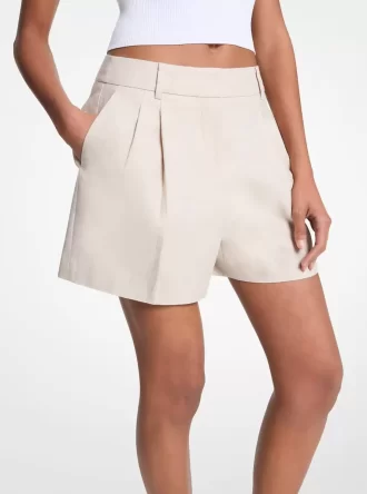 Pleated Linen and Cotton Shorts Pleated Linen and Cotton Shorts