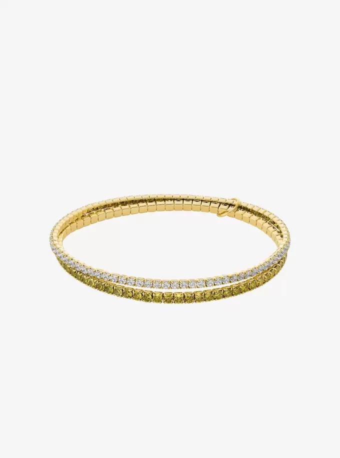 Precious Metal-Plated Brass Double Wrap Stretch Tennis Bracelet Precious Metal-Plated Brass Double Wrap Stretch Tennis Bracelet