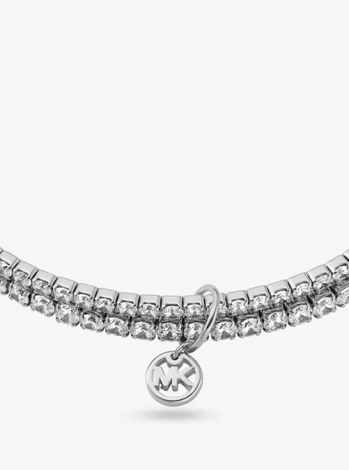 Precious Metal-Plated Brass Double Wrap Tennis Bracelet Precious Metal-Plated Brass Double Wrap Tennis Bracelet