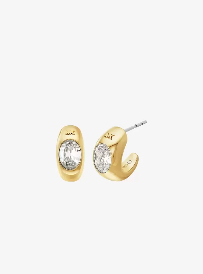 Precious Metal-Plated Cubic Zirconia Huggie Hoop Earrings Precious Metal-Plated Cubic Zirconia Huggie Hoop Earrings