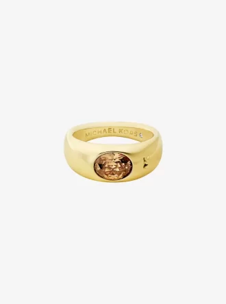 Precious Metal-Plated Cubic Zirconia Signet Ring