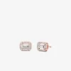 Precious Metal-Plated Pavé Halo Stud Earrings