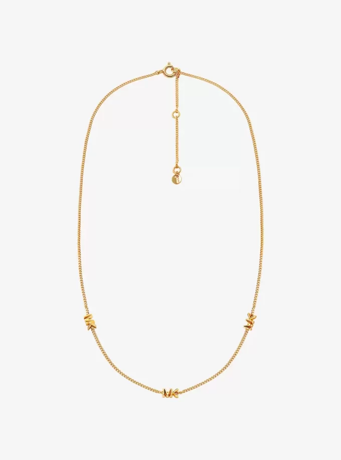 Precious Metal-Plated Sterling Silver Logo Necklace