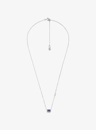 Precious Metal-Plated Sterling Silver Pavé Halo Necklace Precious Metal-Plated Sterling Silver Pavé Halo Necklace