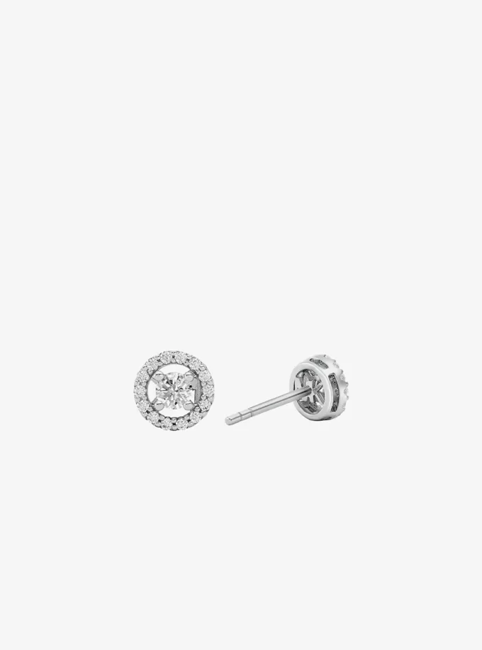 Precious Metal-Plated Sterling Silver Pavé Halo Stud Earrings Precious Metal-Plated Sterling Silver Pavé Halo Stud Earrings