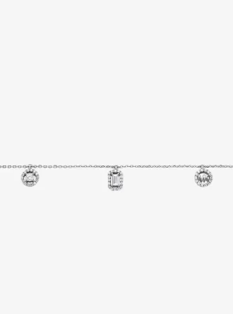 Precious Metal-Plated Sterling Silver Pavé Mixed Charms Necklace Precious Metal-Plated Sterling Silver Pavé Mixed Charms Necklace