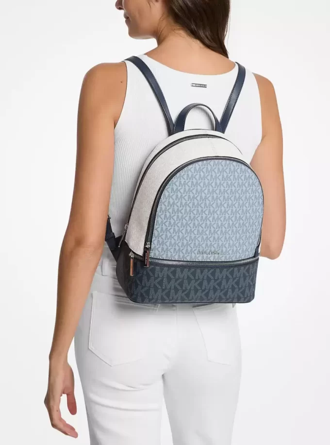 Rhea Medium Color-Block Signature Logo Backpack Rhea Medium Color-Block Signature Logo Backpack