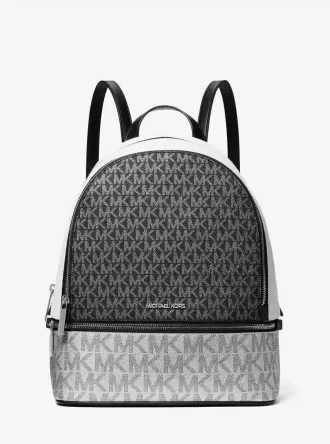 Rhea Medium Metallic Signature Logo Backpack