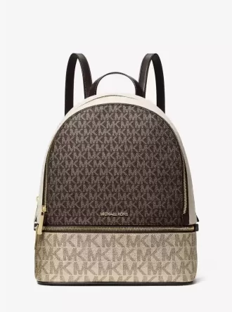Rhea Medium Metallic Signature Logo Backpack