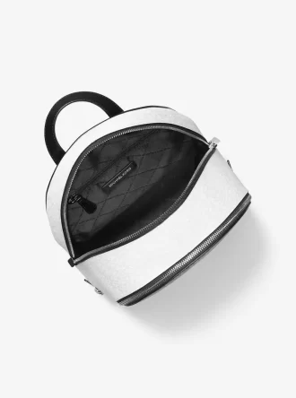 Rhea Medium Metallic Signature Logo Backpack