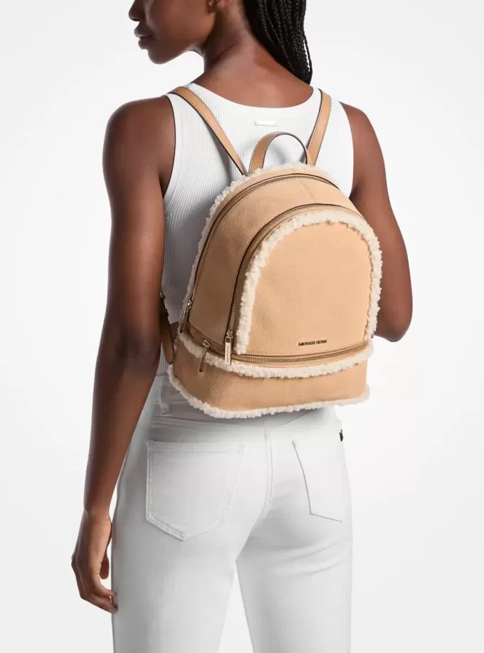 Rhea Medium Suede and Faux Shearling Backpack Rhea Medium Suede and Faux Shearling Backpack