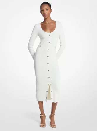 Ribbed Stretch Viscose Midi Dress