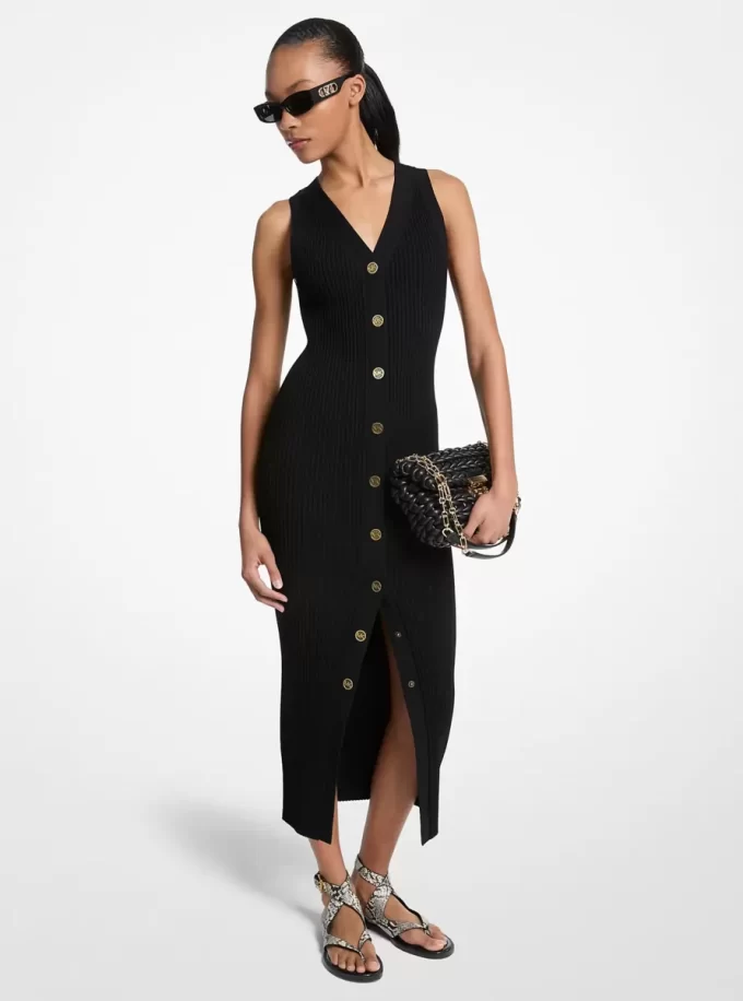 Ribbed Stretch Viscose Midi Dress Ribbed Stretch Viscose Midi Dress