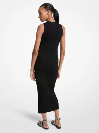 Ribbed Stretch Viscose Midi Dress