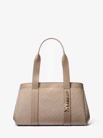 Romee Large Signature Logo and Leather Tote Bag Romee Large Signature Logo and Leather Tote Bag