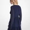 Ruffled Georgette Long-Sleeve Dress
