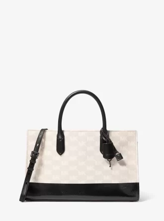 Scarlett Medium Logo Jacquard Satchel