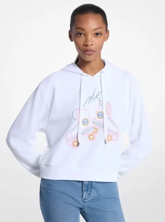 Sequined Graphic Cotton Blend Hoodie