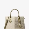 Sheila Medium Two-Tone Metallic Signature Logo Satchel