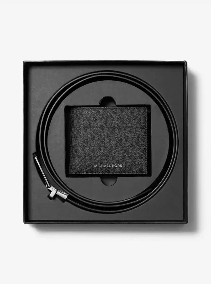 Signature Logo Billfold Wallet and Belt Gift Set Signature Logo Billfold Wallet and Belt Gift Set