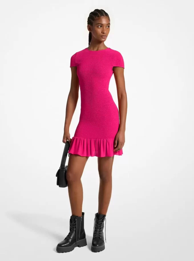 Smocked Georgette Mini Dress