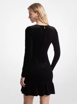 Smocked Stretch Velvet Dress
