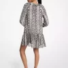 Snake Print Georgette Ruffle Mini Dress