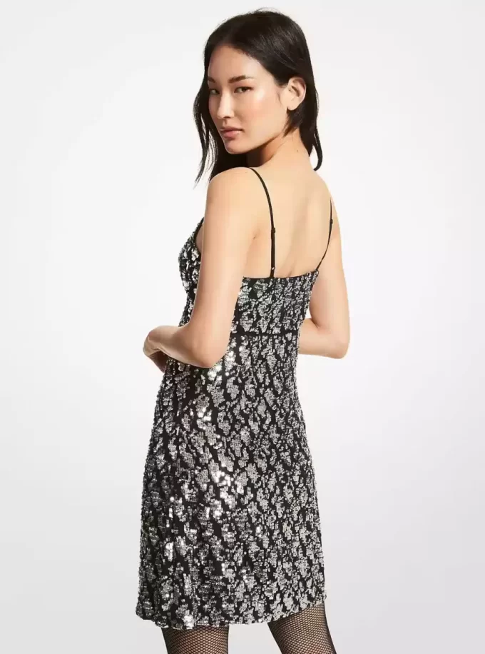 Snake Sequined Stretch Viscose Slip Dress Snake Sequined Stretch Viscose Slip Dress