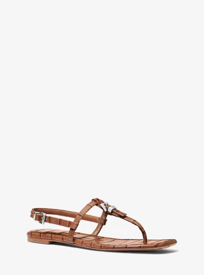 Sofia Crocodile Embossed Leather Sandal Sofia Crocodile Embossed Leather Sandal